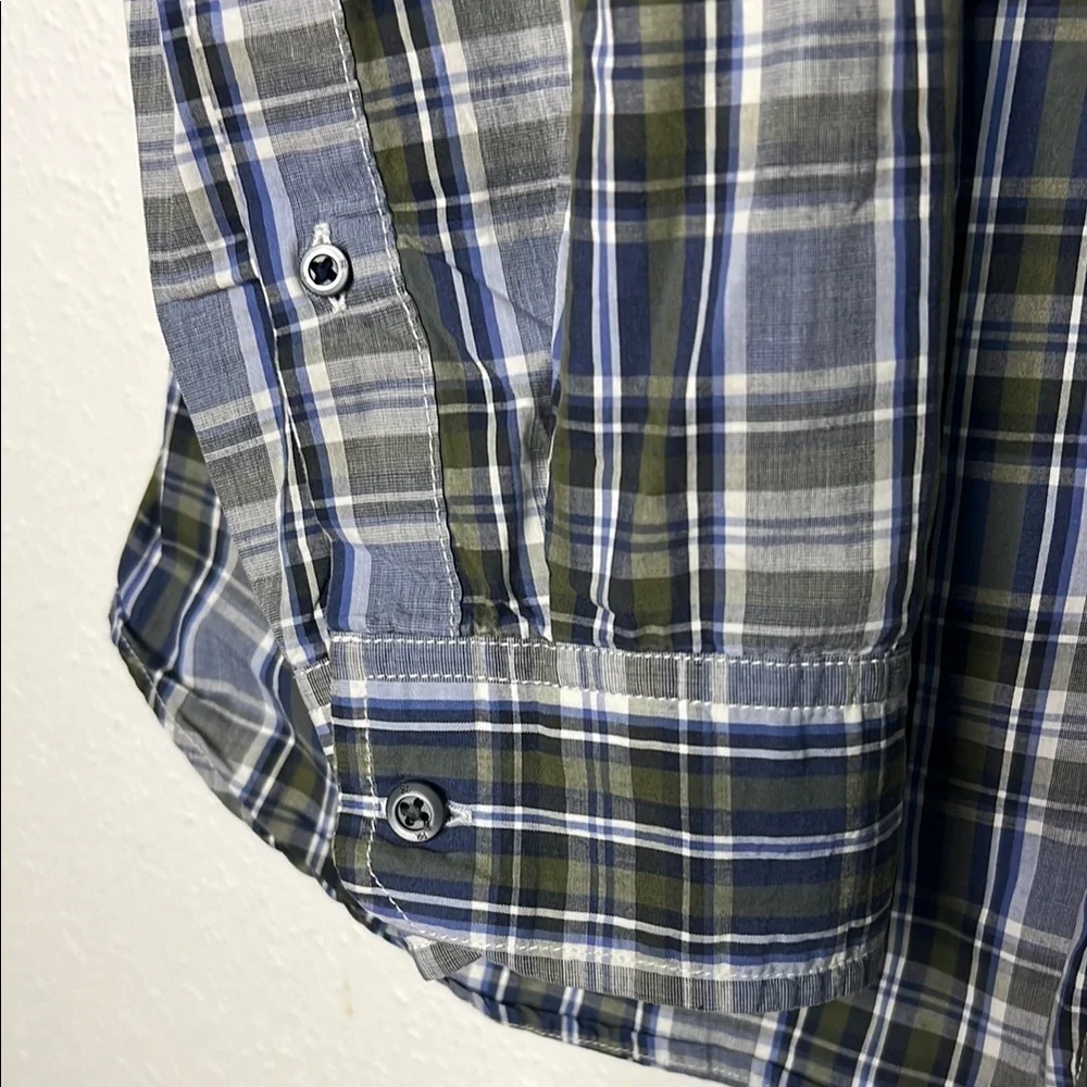 Banana Republic Blue and Black Casual Button Down Shirt